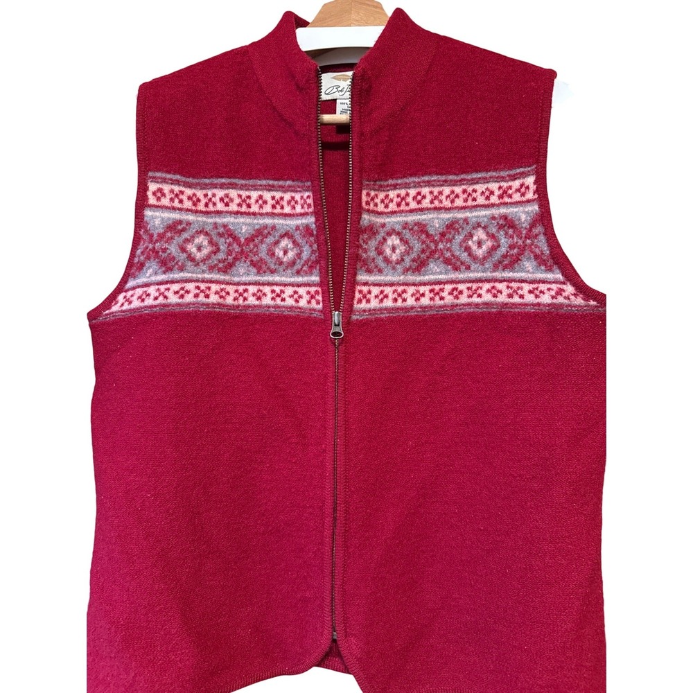 Bob Timberlake Women's Red Wool‎ Fair Isle Vest Size L